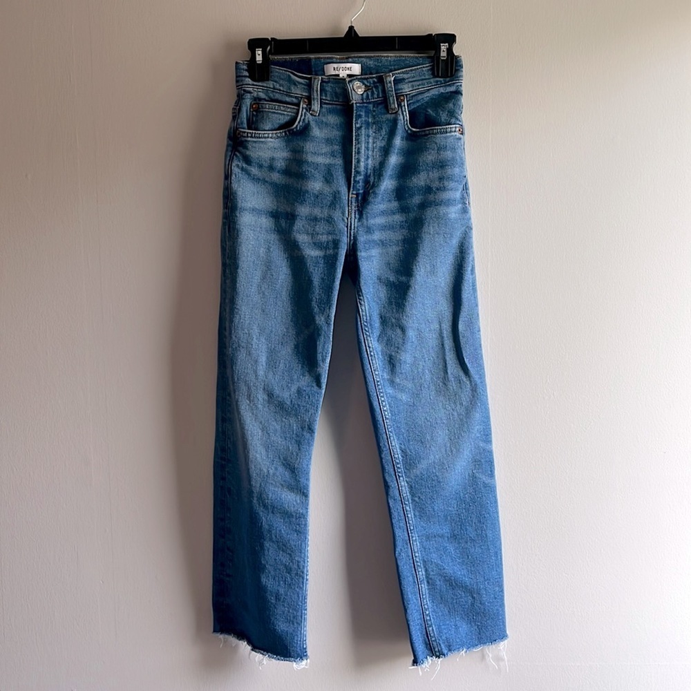 Re/Done 70’s straight cropped raw hem jeans